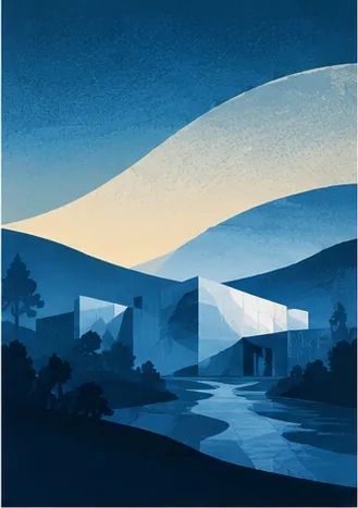 Bentonville, Arkansas illustrated landscape