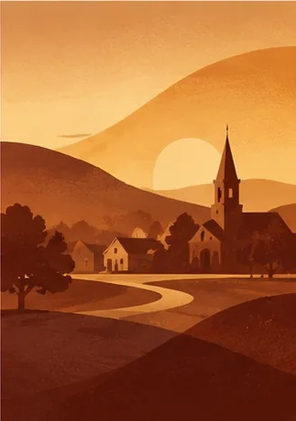 Farmington, Arkansas illustrated landscape