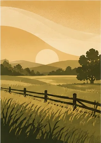 Prairie Grove, Arkansas illustrated landscape